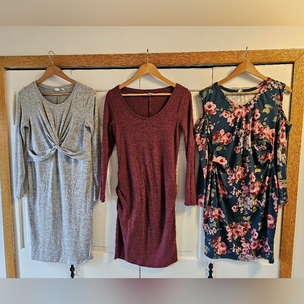 Long Sleeve Maternity Dress Lot of 3 Medium Pregancy
